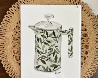 French Press | 9x12 inch Giclee Art Print | Fine Art Print | Archival Art Print | Kitchen Art | Coffee Art