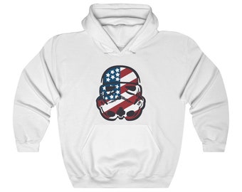 Usa Storm Trooper Patrón sudadera con capucha,Star Wars Empire,American Flag,Sudadera patriótica con capucha, Unisex Heavy Blend sudadera con capucha