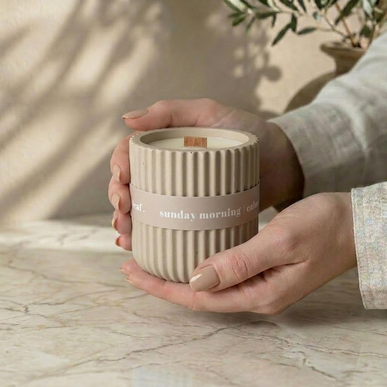 Sunday Morning Candle: Baby Powder & Chamomile Scented Soy Candle, Neutral Home Decor Candle Only