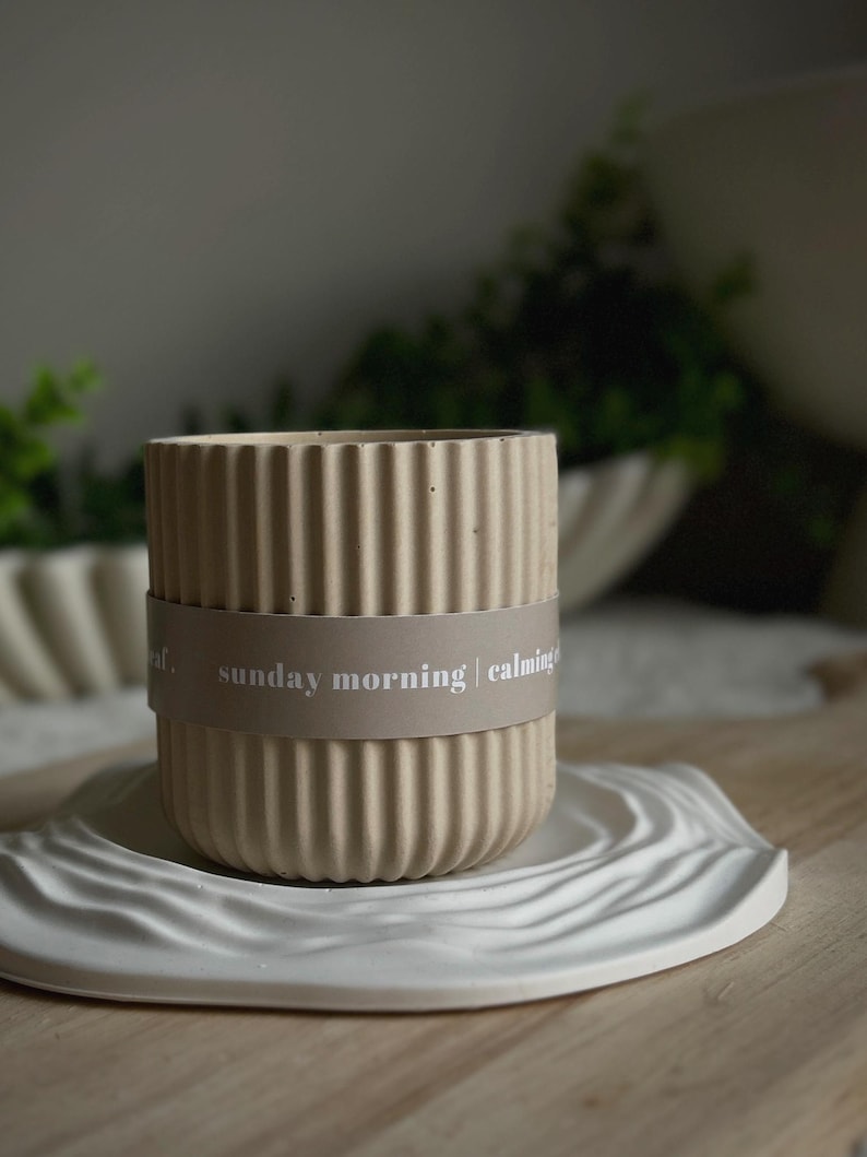 Sunday Morning Candle: Baby Powder & Chamomile Scented Soy Candle, Neutral Home Decor image 2