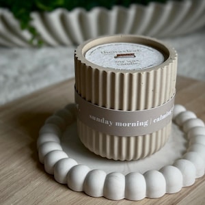 Sunday Morning Candle: Baby Powder & Chamomile Scented Soy Candle, Neutral Home Decor image 14