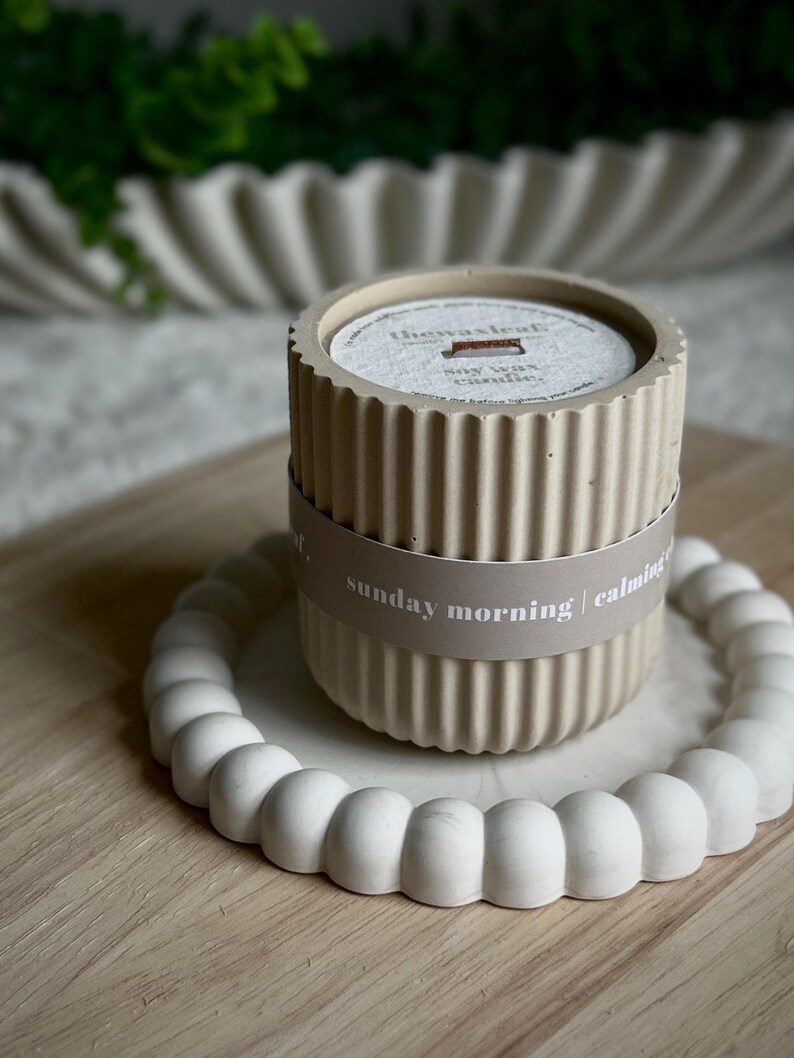 Sunday Morning Candle: Baby Powder & Chamomile Scented Soy Candle, Neutral Home Decor image 14