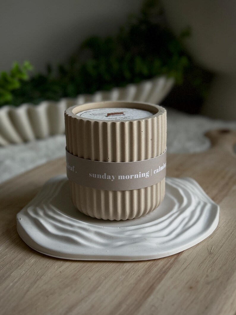 Sunday Morning Candle: Baby Powder & Chamomile Scented Soy Candle, Neutral Home Decor image 5