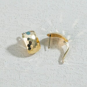 Echte 14K Massivgold Mosaikschliff glänzende quadratische Ohrringe, Au585 gestempeltes Gold für Damen im Alltag