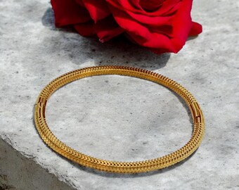 Armband im italienischen Stil mit Struktur aus 18-karätig vergoldetem Edelstahl, PVD-beschichtet, wasserfest und anlaufgeschützt