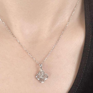 Solid platinum Pt950 sparkle exquisite clover Pendant charm / Solid platinum Pt950 hallmarked Chain for Women daily wear