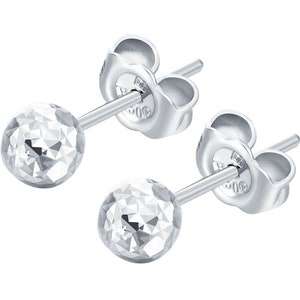 Real solid Platinum Pt950 sparkle ball Stud Earrings with platinum backs for Daily Wear for men, women and children