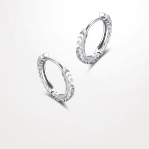 Solid platinum Pt950 Sparkle bling bling hoops, real platinum huggie hoops for men and women