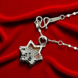 Platinum pt950 Polish Finished dazzling Star Pendant, pt950 Real Platinum chain, 45cm for daily wear