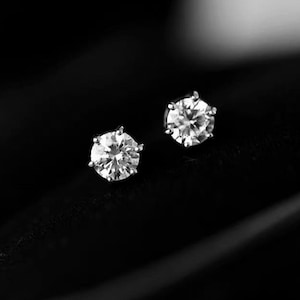 Real solid Platinum Pt950 Moissanite stud earrings with a Six-Prong setting,platinum backs for Daily Wear for men, women and children