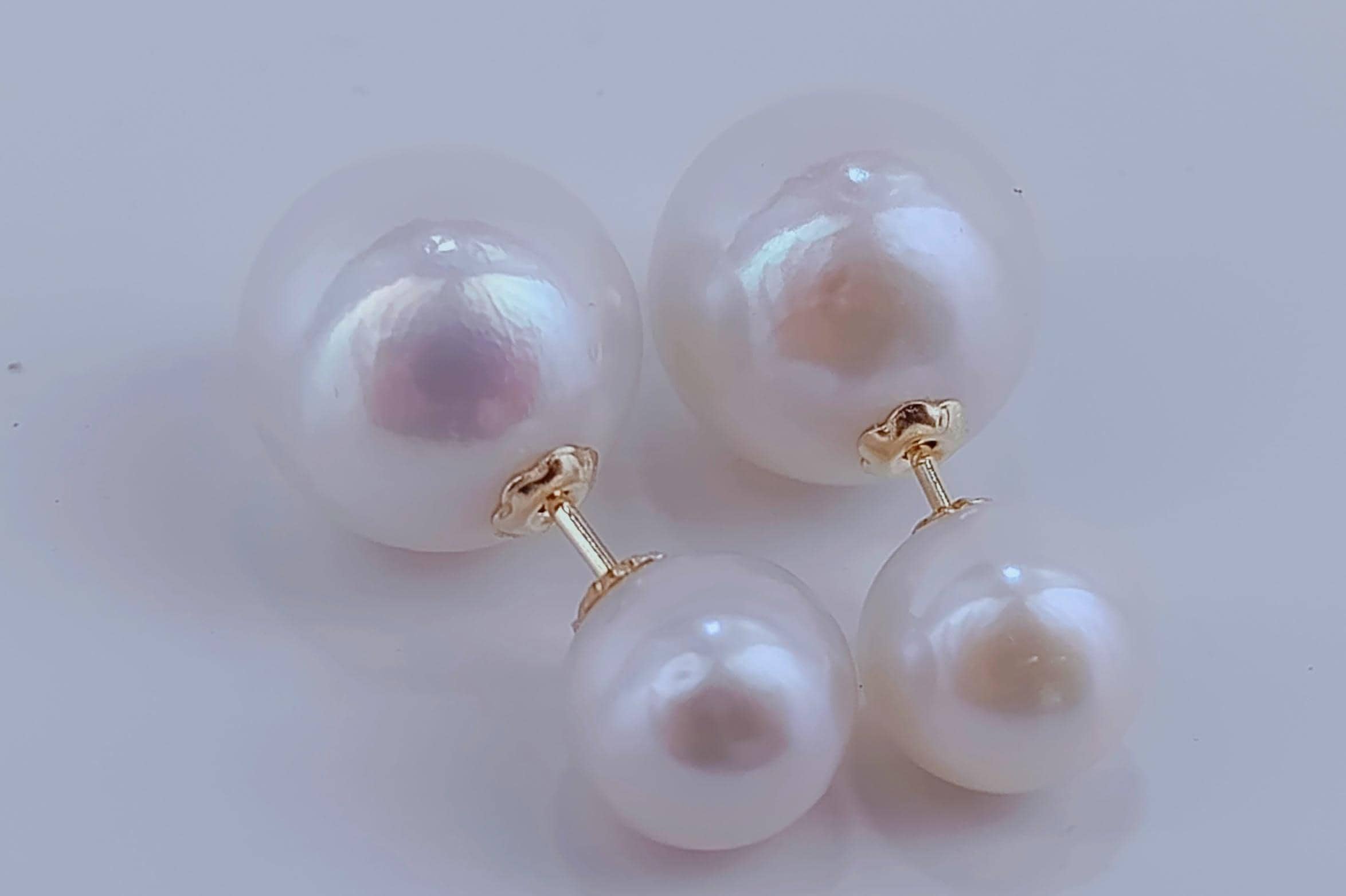 Boucles d'oreilles à tiges fixes pour femme - Or jaune 10K avec perles de culture & Diamants. Color: jaune | Doucet Latendresse