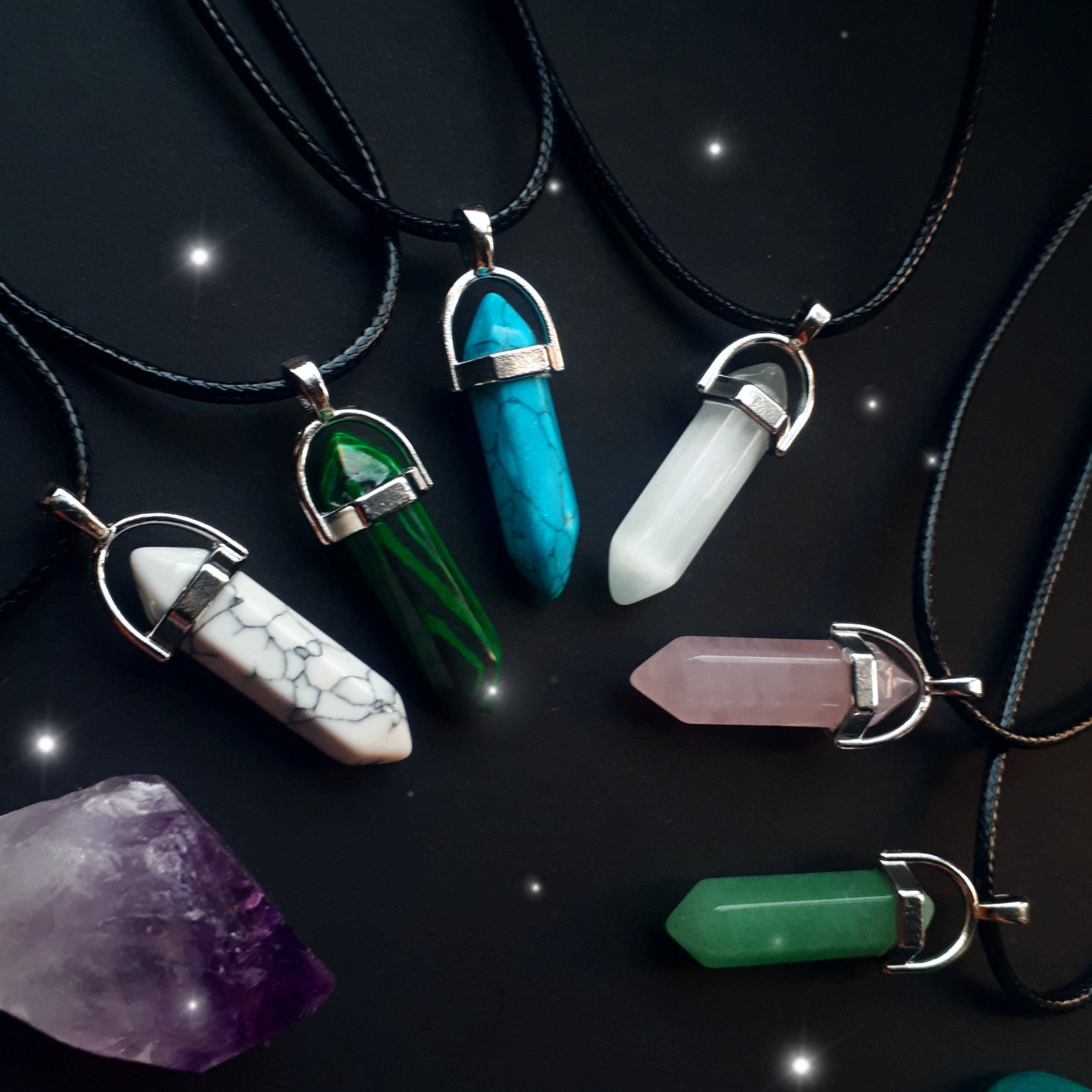 Handmade crystal pendant necklaces Etsy