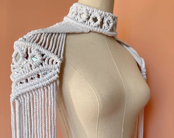 Collar de hombro de algodón y macramé Zehra