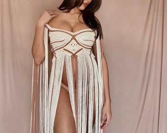 Vestido de algodón y macramé Angelina