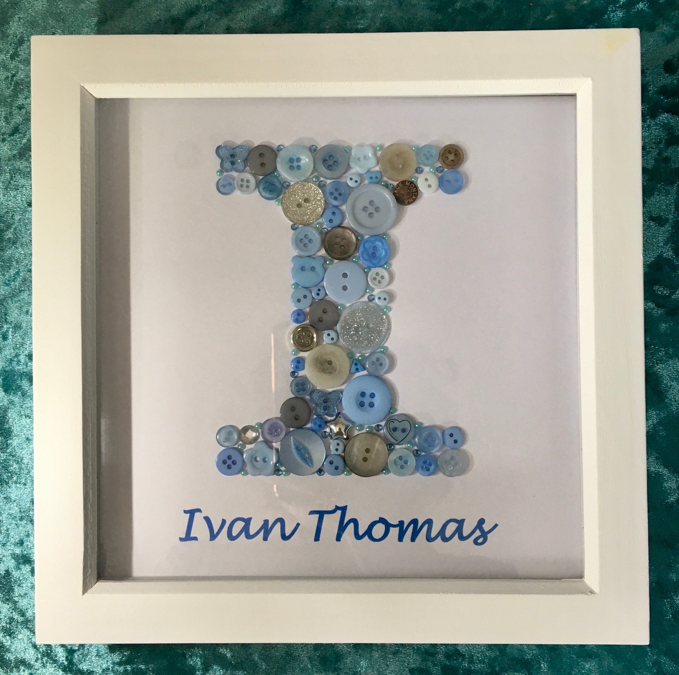 Personalised Button Letter Box Frame Picture With Name - 2 Sizes ...