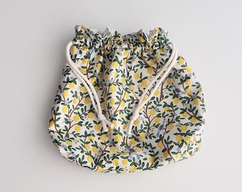 Lemon Pattern Project Bag for Knitting, Crochet, Sewing