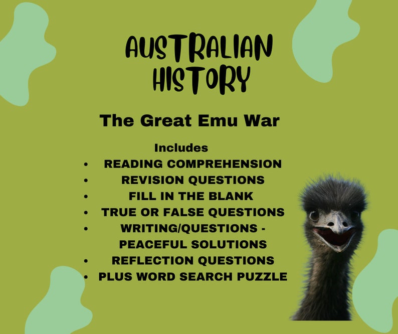Emu Writing Homeschool Printables Australian History - the Great Emu War Printable ...