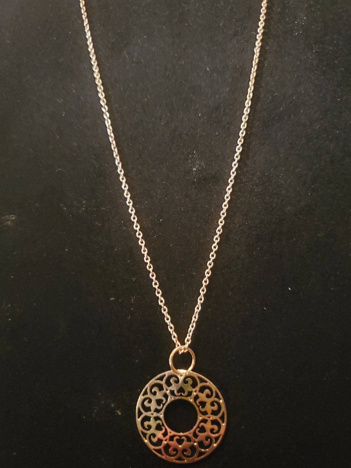 Rose Gold Circle Pendant Necklace | Etsy