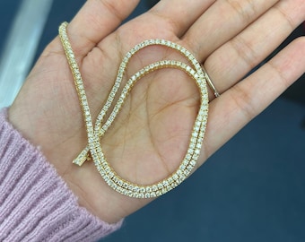 6.5 Carat Natural Diamonds Tennis Necklace in 14k Gold