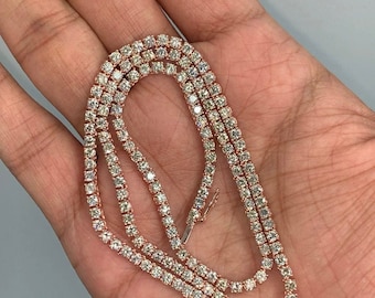 14K Gold Natural 8.5 Carat Diamond Tennis Necklace VS2- SI1