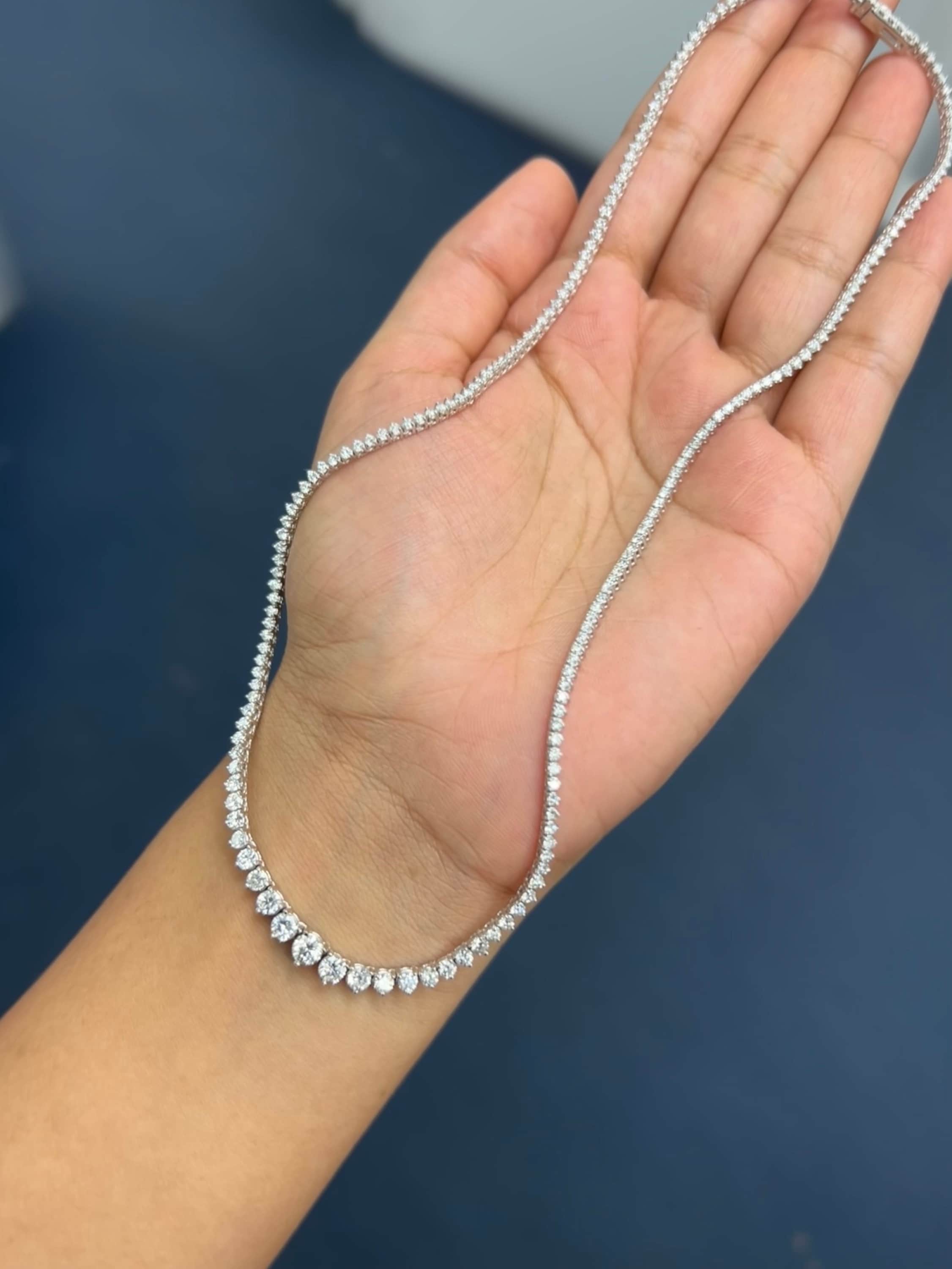 5 Carat Graduated Diamond Riviera Tennis Necklace in 14k Gold