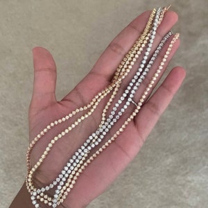 14K Gold Natural 9 Carat Diamond CROWN setting Tennis Necklace