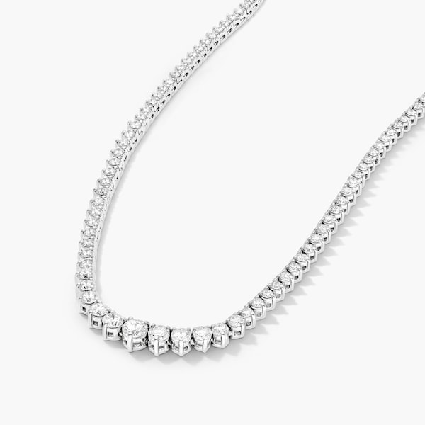 11 Carat Graduated Diamond Riviera Tennis Necklace in 14k Gold