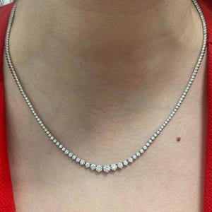 6ct Natural Graduated Tennis Necklace set in 14K White Gold 18”  G-H VS SI