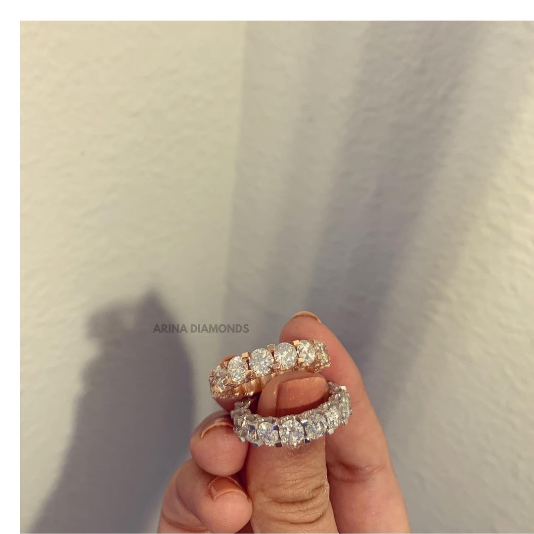 14K Gold Natural 7 Carat Eternity Band Diamond Ring - Etsy