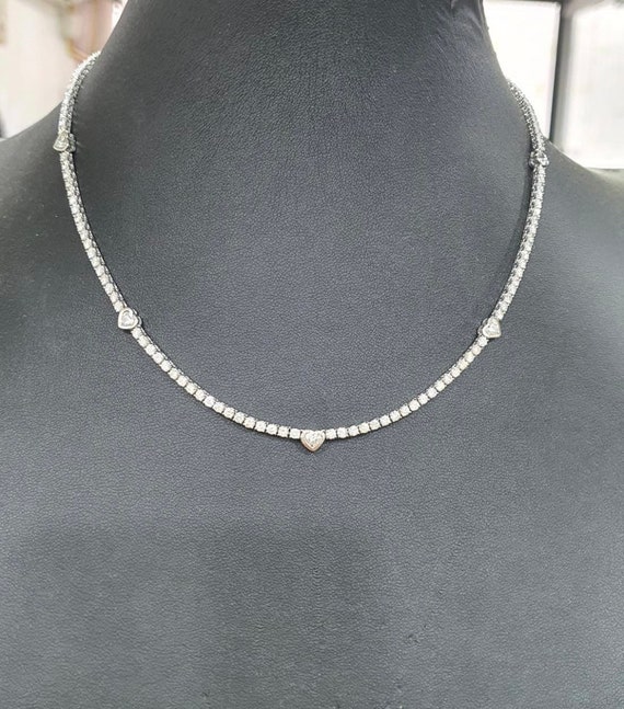 Heart Tennis Necklace, Luxury Jewelry