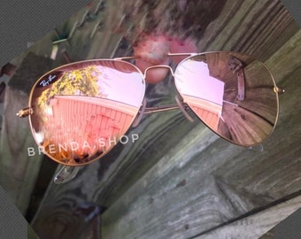 Ray-ban Aviator Pink Rose Gold Mirror RB3025 - Etsy Ireland