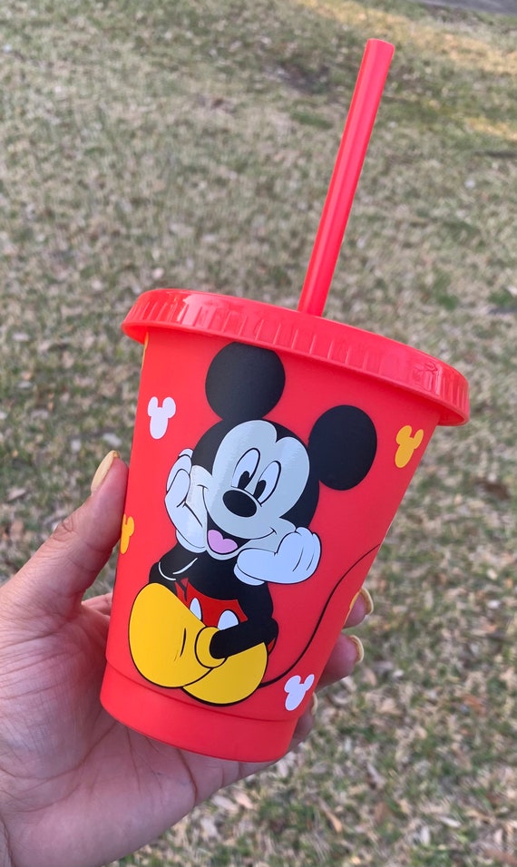 Mickey Mouse Reusable Cup for Kids With Lid and Straw 16 OZ Etsy