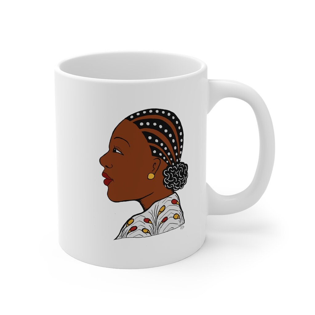 11Oz White Mug African Design