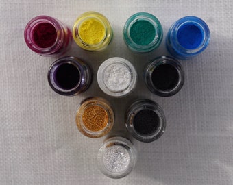 STAINED GLASS dry pigment SAMPLER - 10 bottles