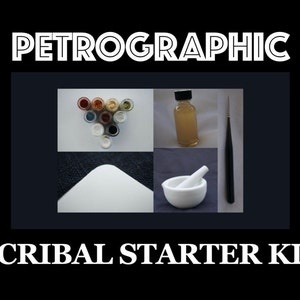 PETROGRAPHIC Starter Kit - dry pigments, gum arabic, mortar and pestle, brush, stone paper, recipes, primer