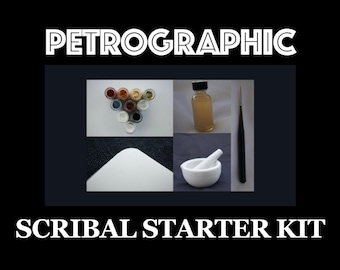 PETROGRAPHIC Starter Kit - dry pigments, gum arabic, mortar and pestle, brush, stone paper, recipes, primer