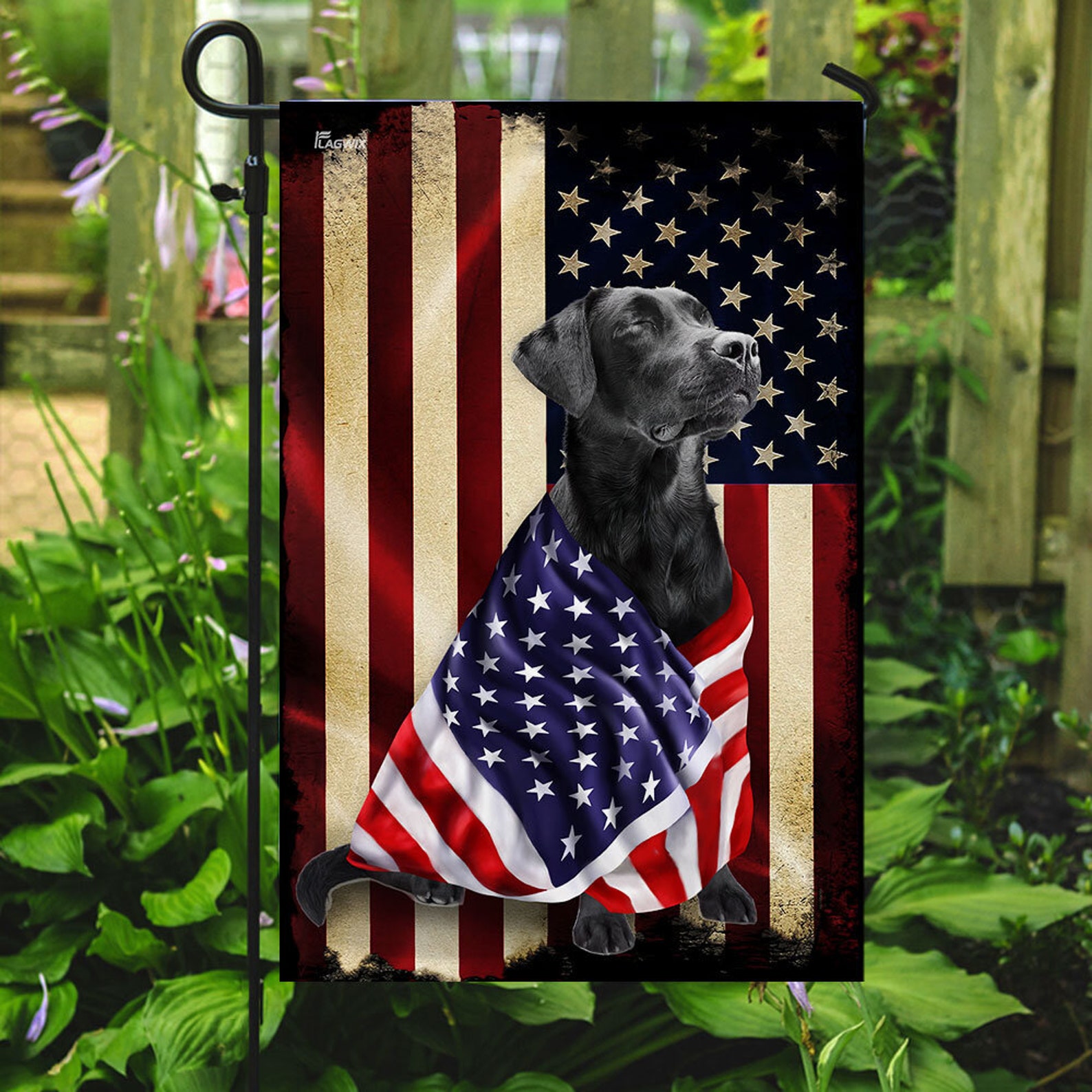 Black Labrador Retriever American Patriot Flag Garden Flag Etsy