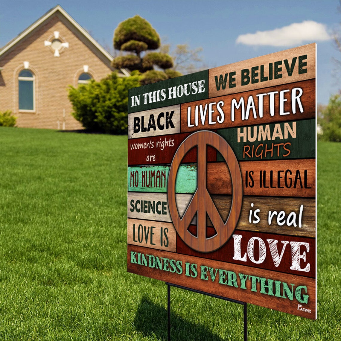 In This House We Believe Yard Sign Personalized Yard Sign Etsy