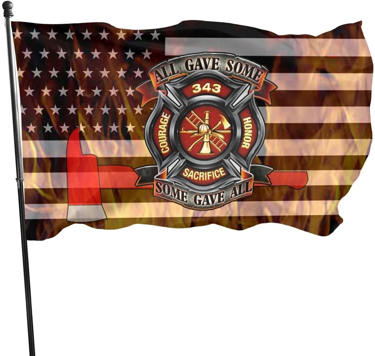 Firefighters Helmet Memorial 911 Flag 3x5 FT Banner Yard Etsy