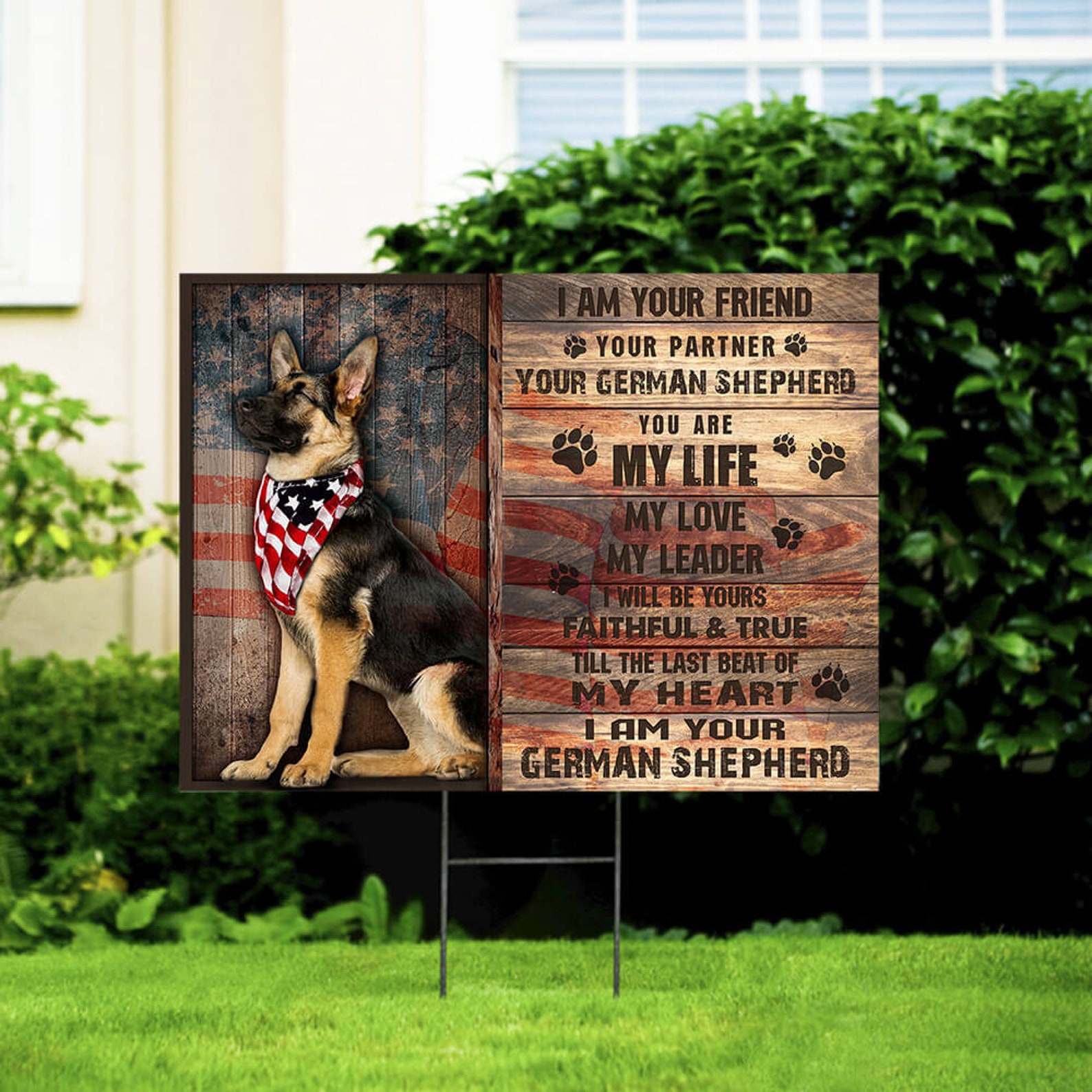 German Shepherd I Am Your Friend Yard Sign Personalized Yard Etsy