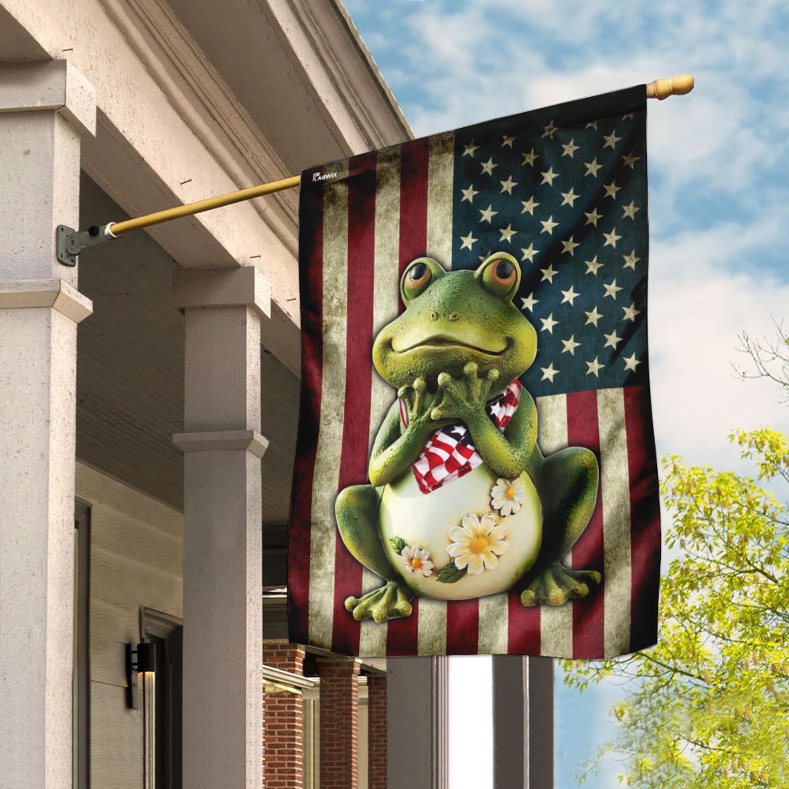 Frog American Flag Garden Flag House Flag Farmhouse peace Etsy