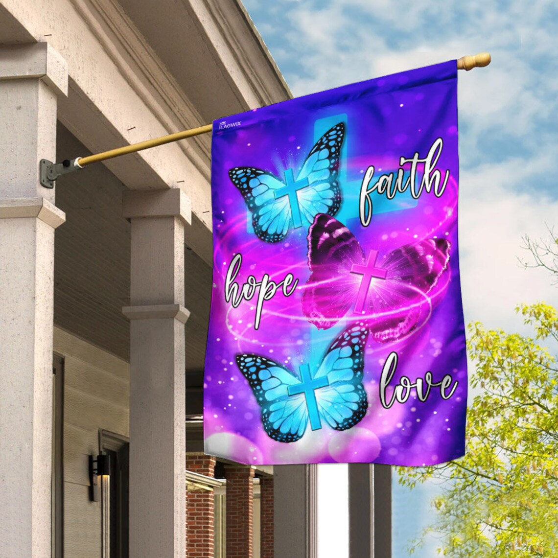 Butterfly. Faith Hope Love Flag Garden Flag House Flag Etsy