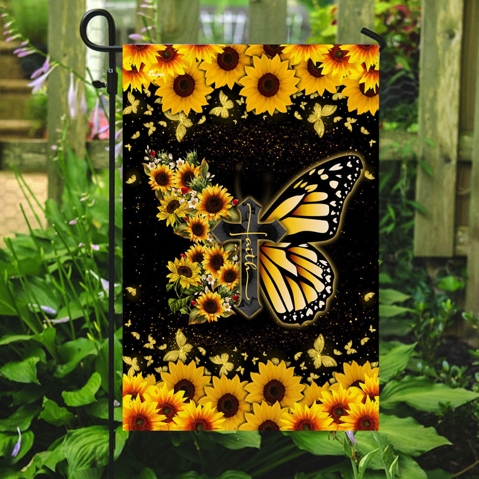 Faith Christian Cross Butterfly Flag Garden Flag House Flag Etsy