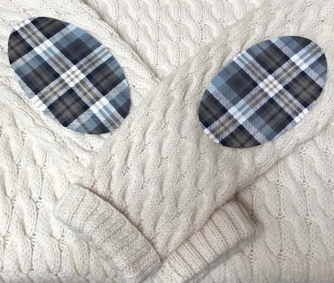 Plaid Blue / Gray / Brown Iron on Elbow Patch Set of 2 Etsy