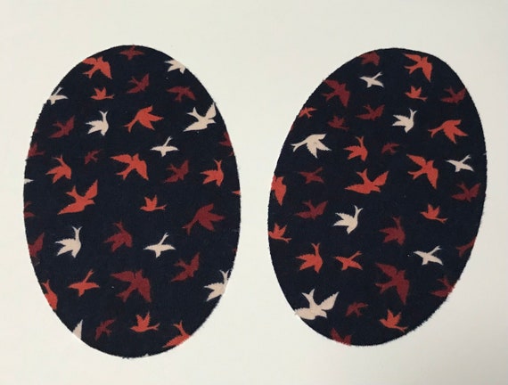 2 elbow patches birds blue wax red background customization