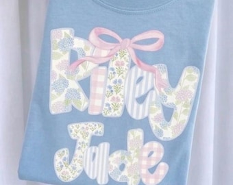 Personalized Family Shirt, Floral Patchwork Name, Matching Outfits
