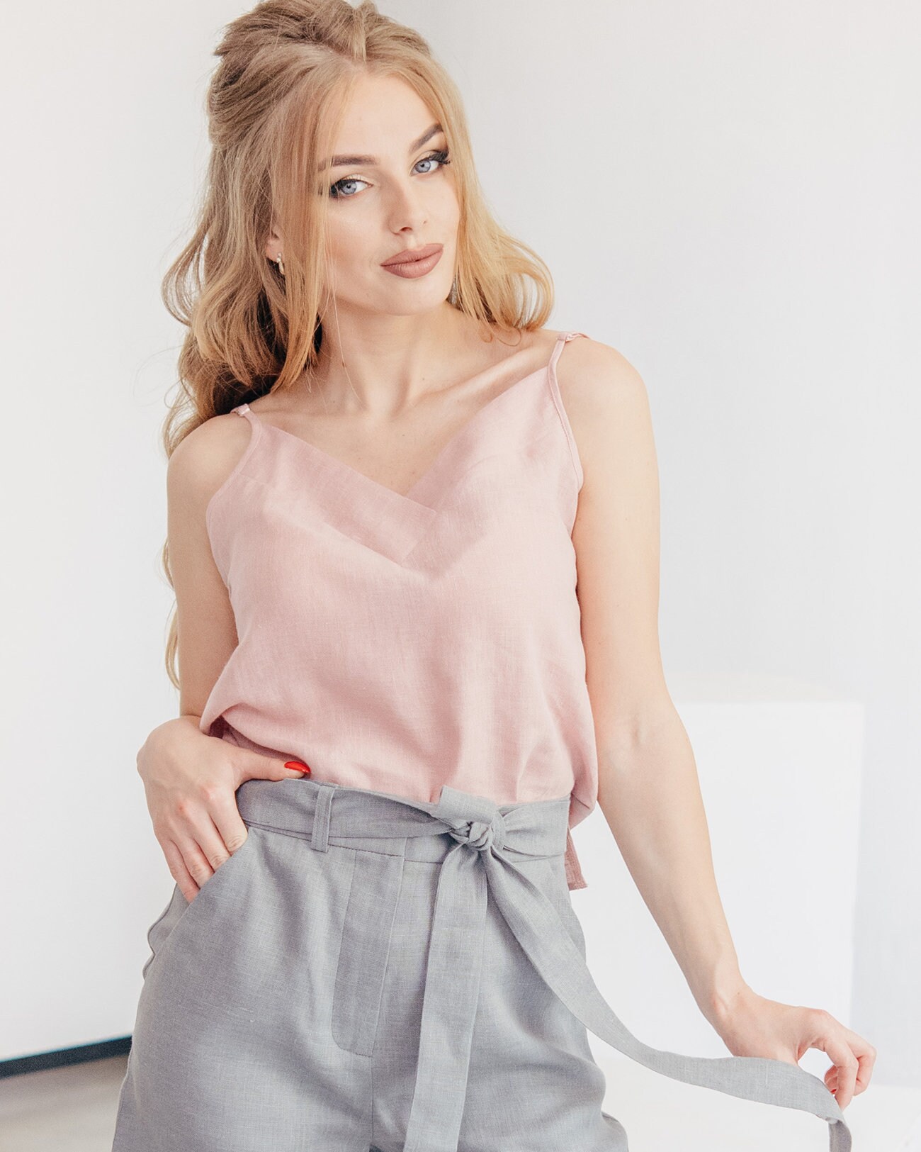 Black linen top Linen top for women Linen tank top Summer | Etsy