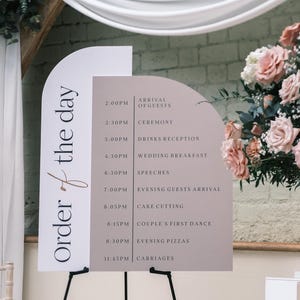 Wedding Order of Service Sign, Wedding Timeline, Wedding Itinerary, Order of Events, Order of the Day Wedding Sign Modern