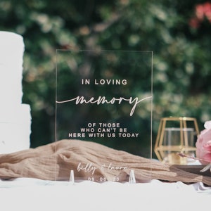 In Loving Memory Wedding Sign With Stands Acrylic Wedding Signage Acrylic Wedding Memorial Wedding Sign