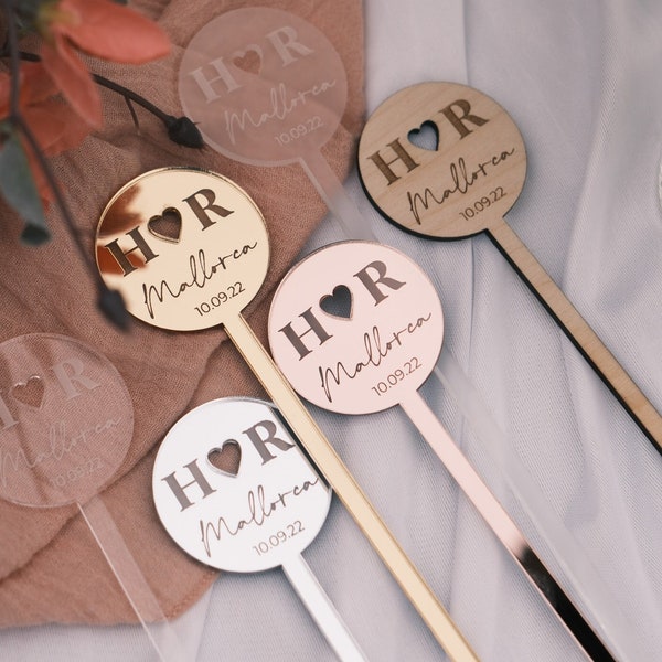 Personalised Drink Stirrers Name Wedding Cocktail Toppers Wedding Favours Glass Initials Wedding Cocktail Stirrer Wedding Stir Sticks